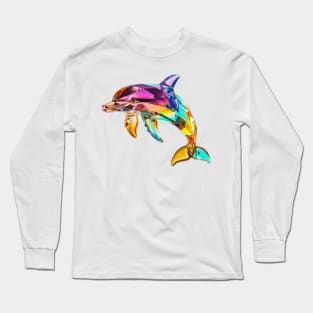 Colourful Crystal Glass Dolphin Figurine Long Sleeve T-Shirt